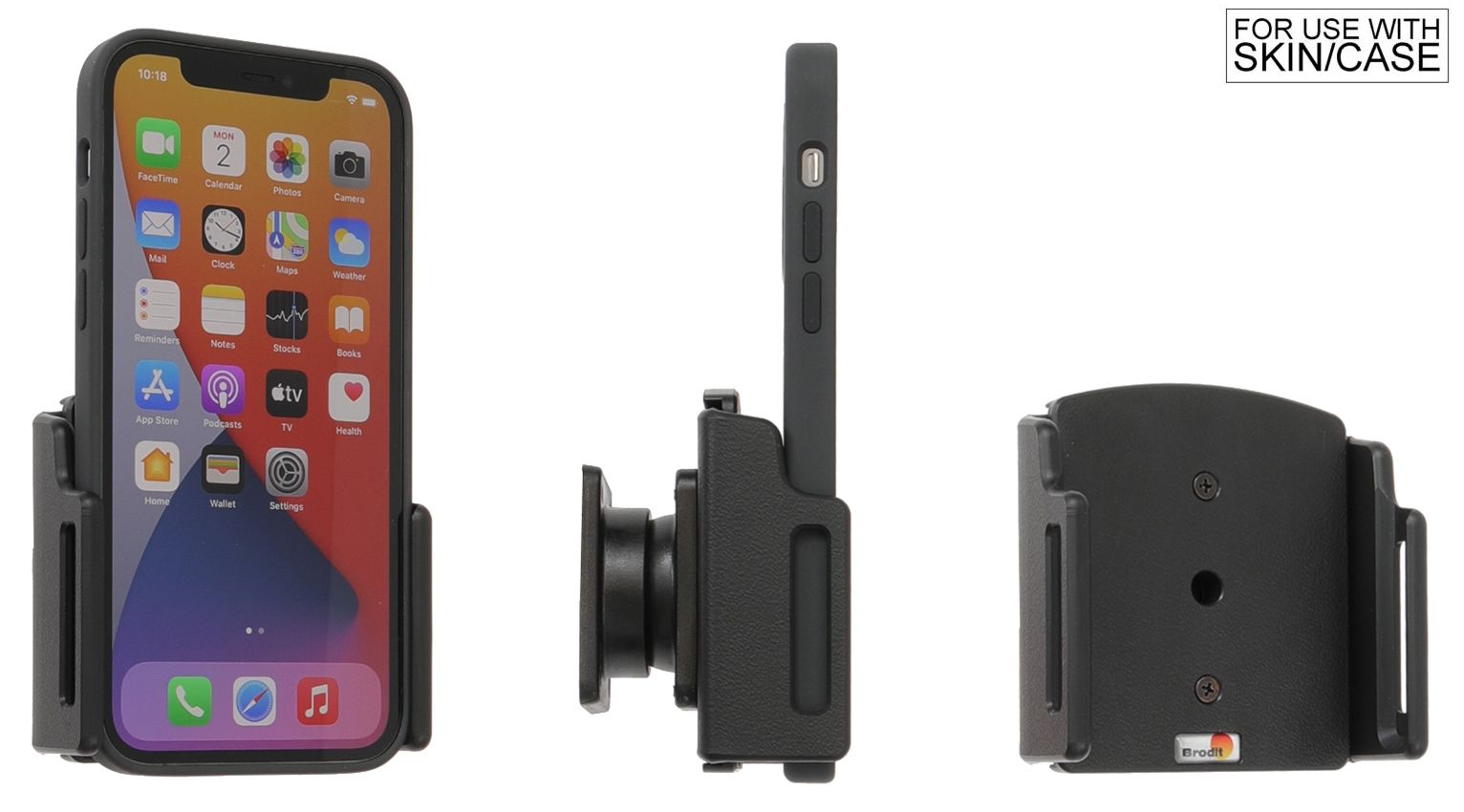 Brodit support Apple iPhone 12/18Pro avec skin(75-89/8-12mm)