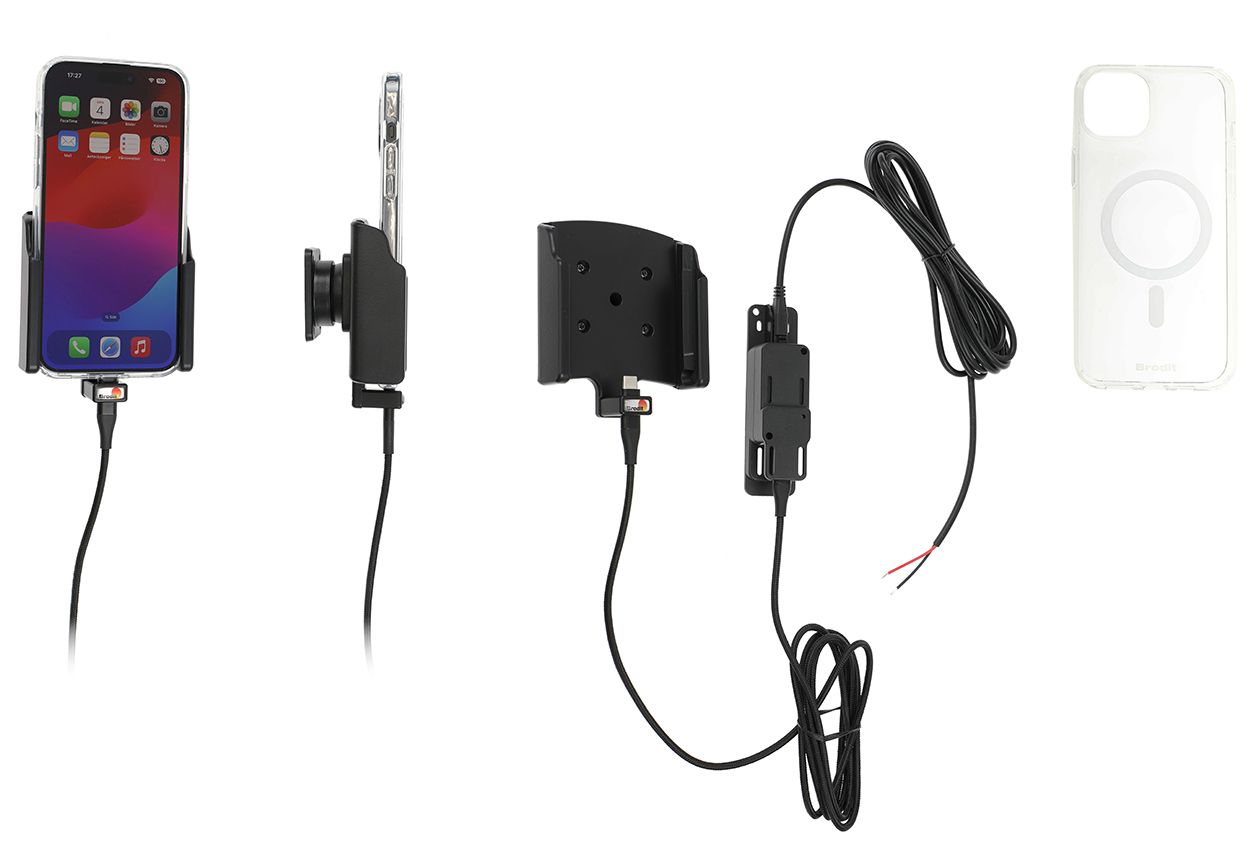 Brodit support/chargeur Apple iPhone 15 Plus fixé + case