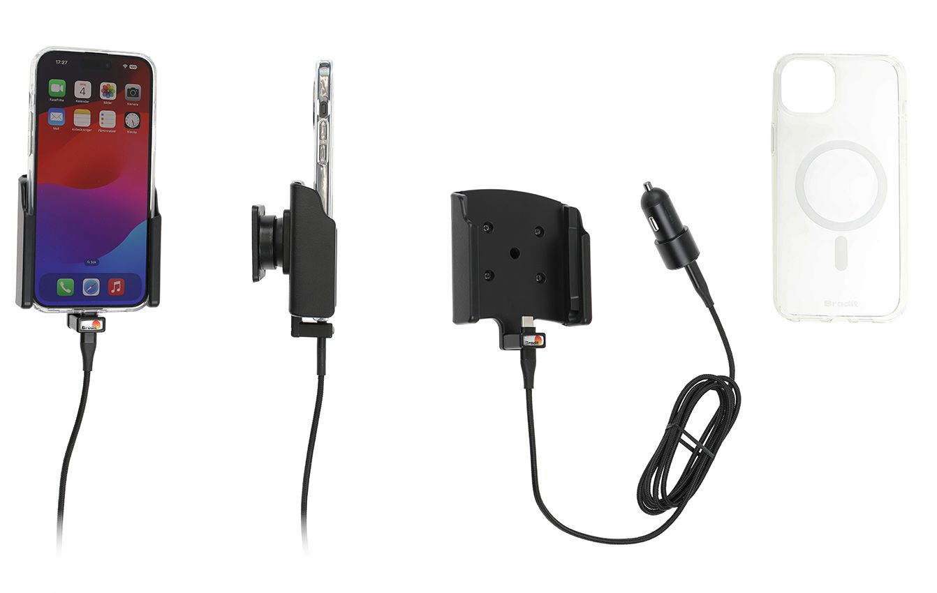 Brodit support/chargeur Apple iPhone 15 Plus USB cig. + case